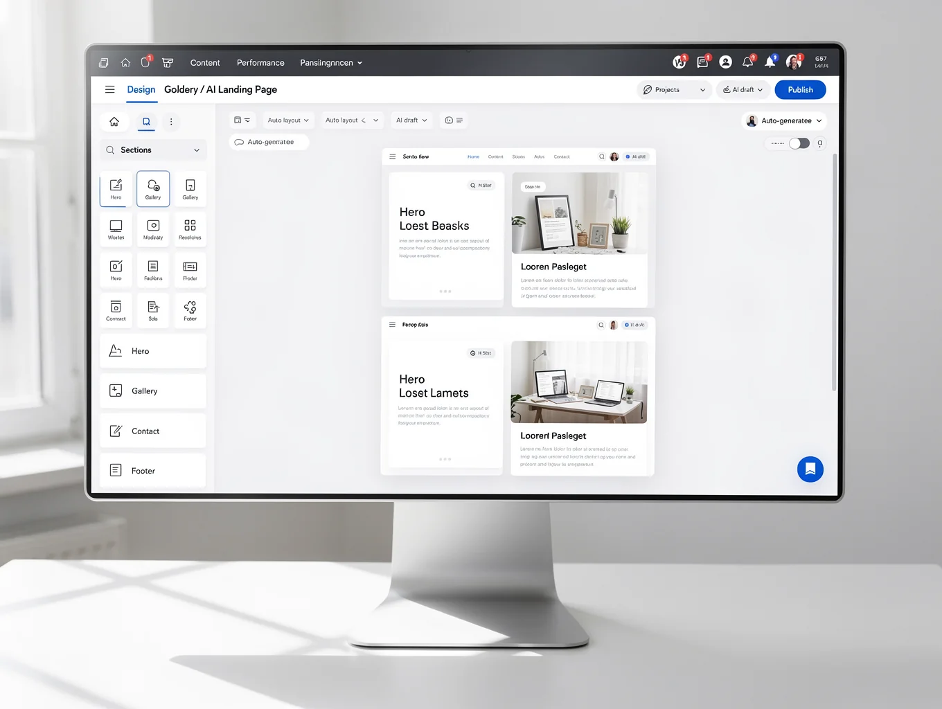 Interfaz de sitio web con IA